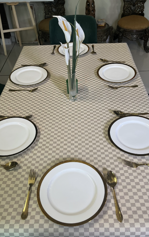 Creme Box Pattern - PU Leather Table Covers