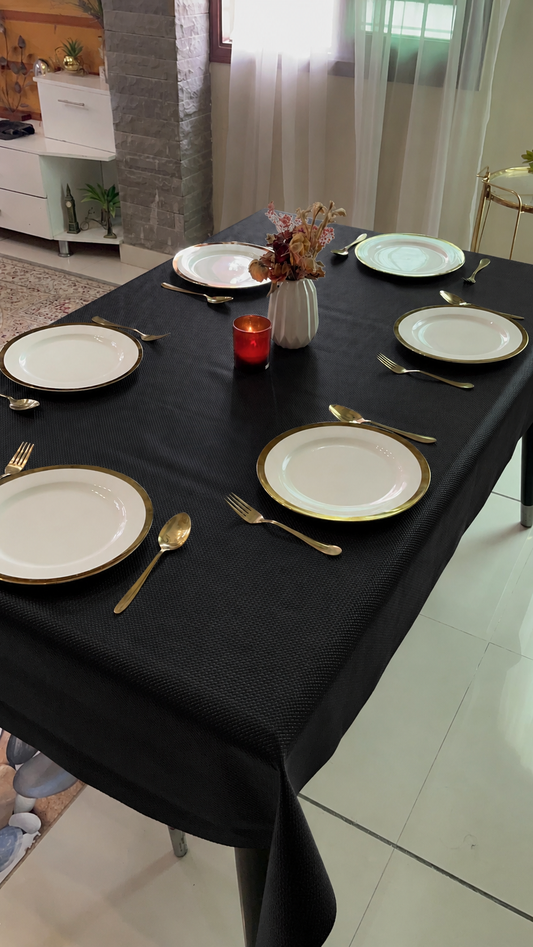 Black Woven-Look Pattern | PU Leather Table Covers