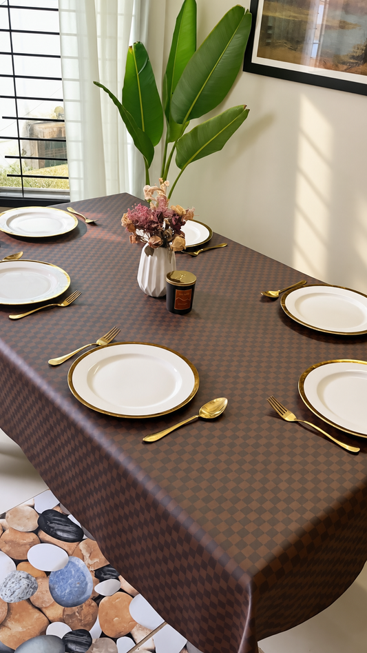 Brown Box Pattern - PU Leather Table Covers
