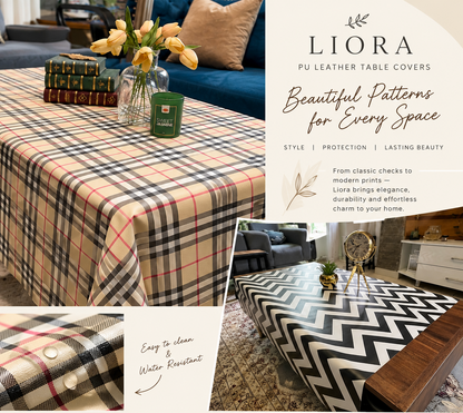 Beige Burberry Check Pattern | PU Leather Table Covers