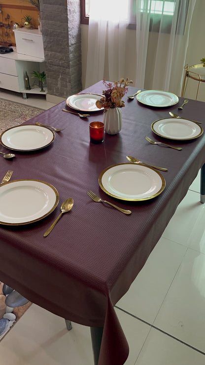 Maroon Woven-Look Pattern | PU Leather Table Covers