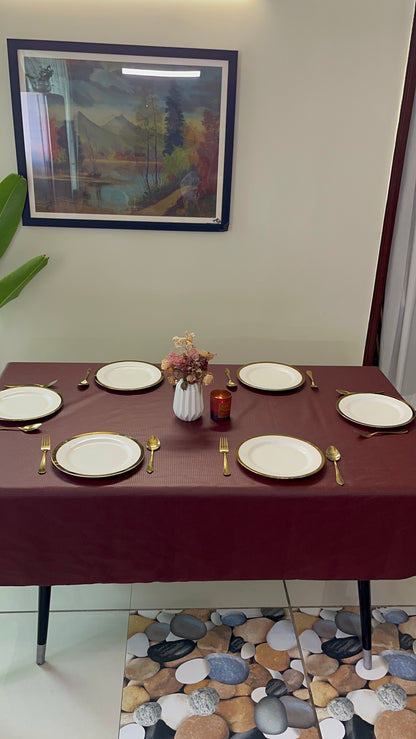 Beige Burberry Check Pattern | PU Leather Table Covers