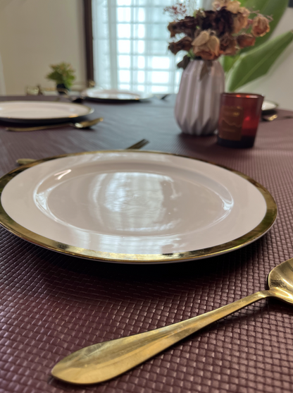 Beige Burberry Check Pattern | PU Leather Table Covers